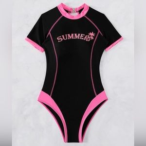 SHEIN  Letter graphic one piece swimsuit -M(6)